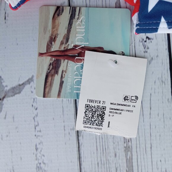 Forever 21 Sandy Beach One-piece Swimsuit American‎ Flag NEW (US size L) - Picture 5 of 7